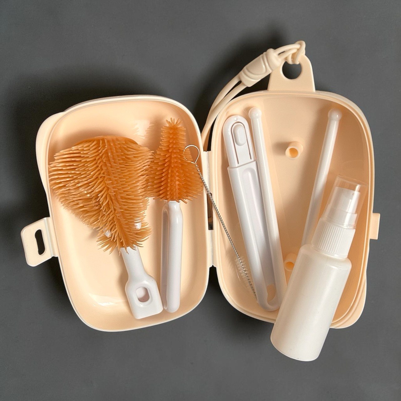 Baby Bottle Brush Set – Portable Foldable Cleaning Kit with & Storage Box